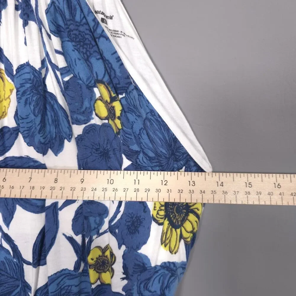 PATAGONIA Floral Halter Long Dress Organic Organic Cotton Tencel Tie Waist Small - Picture 3 of 6